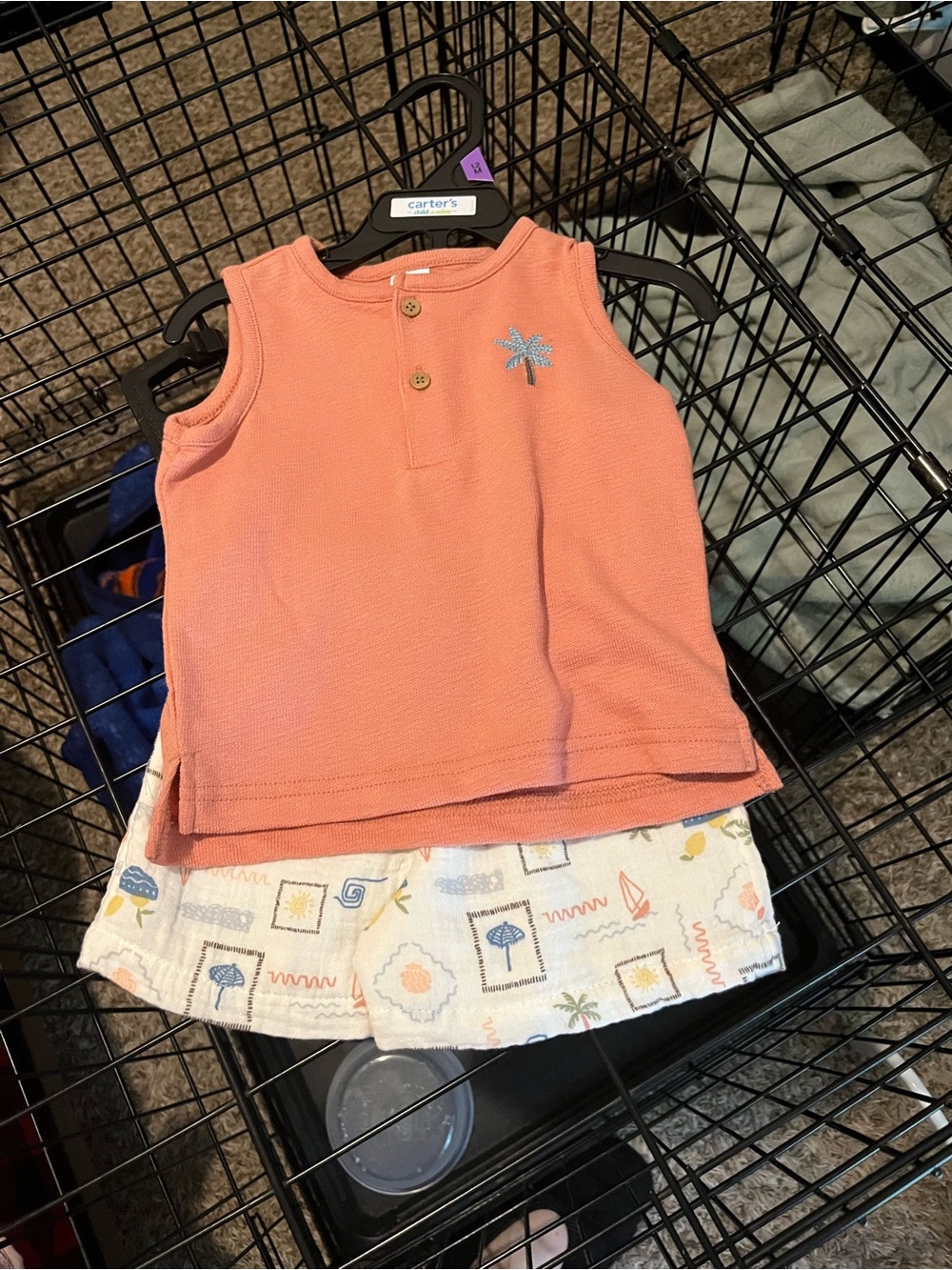 Carter's Coral Sleeveless Knit Tank with Star Accent